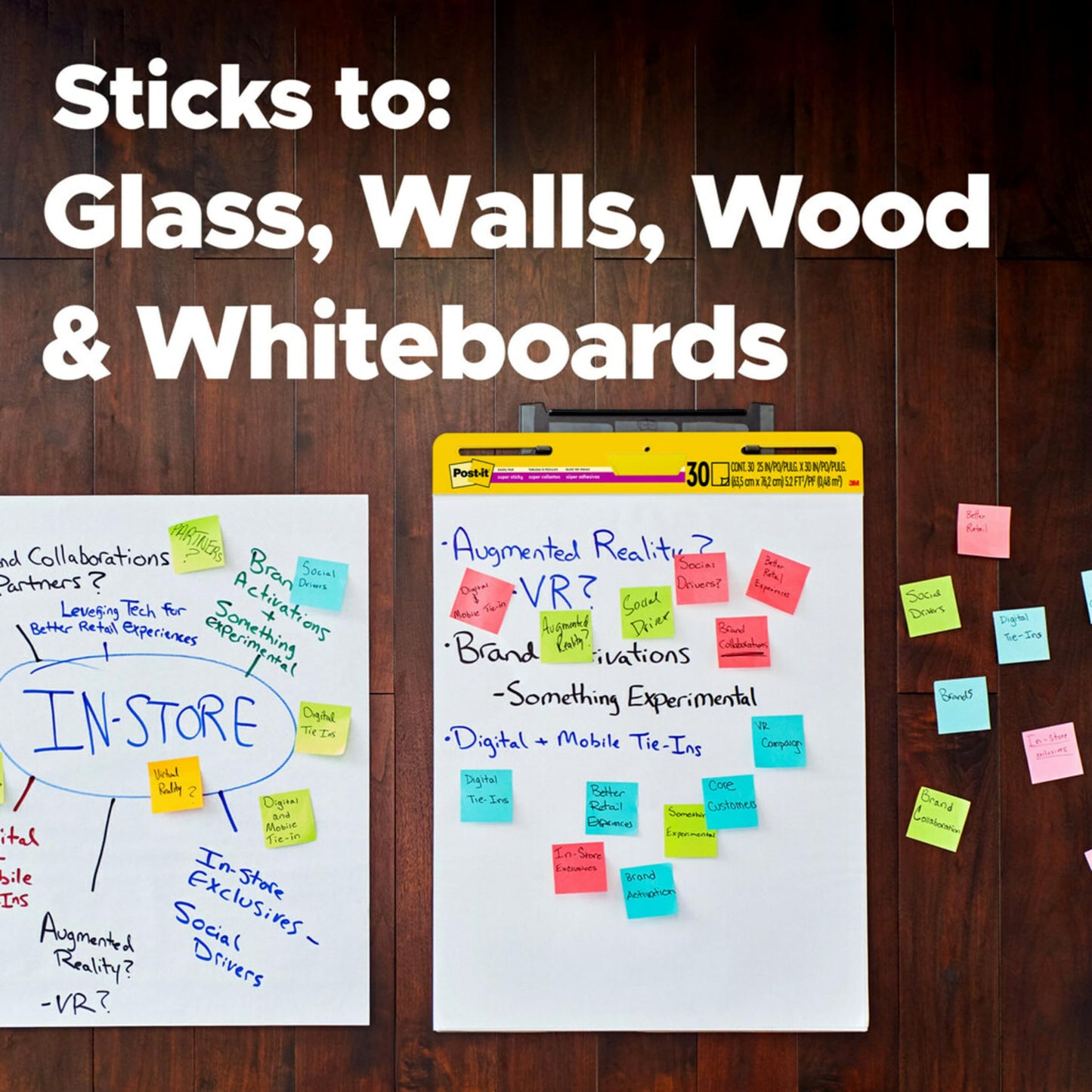 Bundle of Post-it Super Sticky Easel Pad 25 in x 30 in, 2 White Pads + 2 Lined Pads, 30 Sheets/Pad, Self Stick Flip Chart Paper, Teacher Anchor Flip Chart Paper, Super Sticking Power