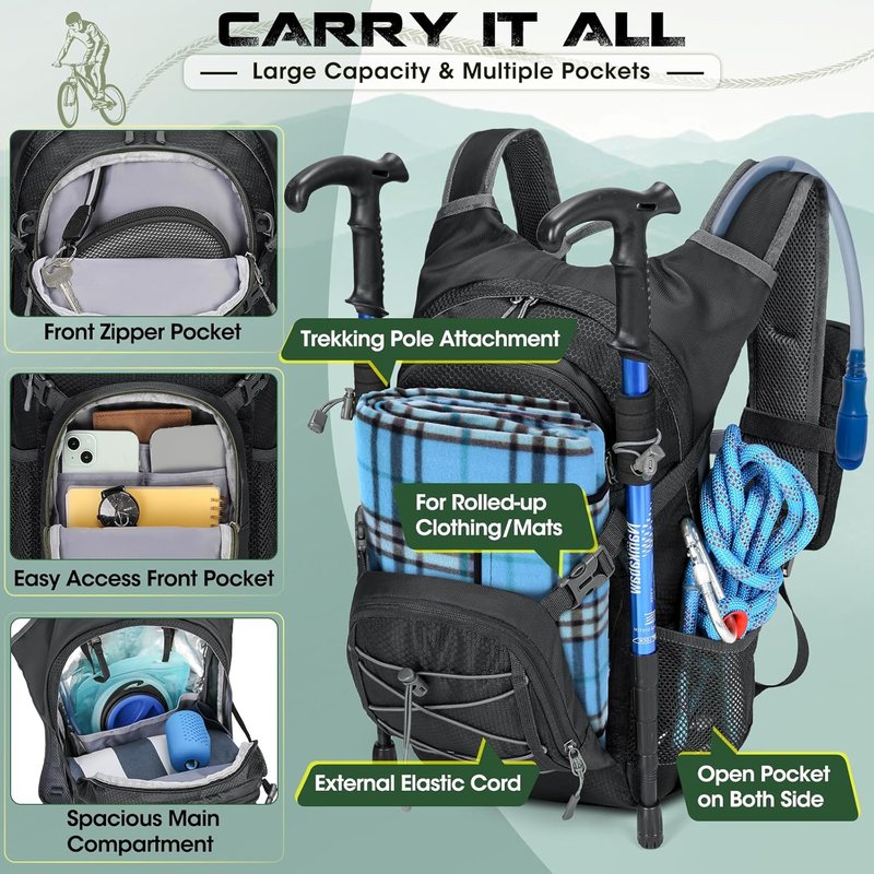 Hydration Backpack - 18L Lightweight Insulated Water Bladder Pack for Hiking, Running & Cycling