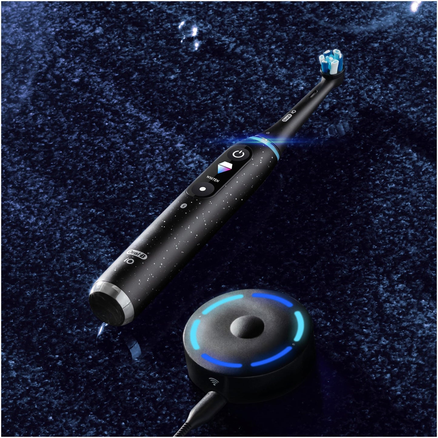 Oral-B iO Series 10 Electric Toothbrush, 7 Cleaning Modes for Dental Care, iOSense, Colour Display, Charging Travel Case, Designed by Braun, Cosmic Black