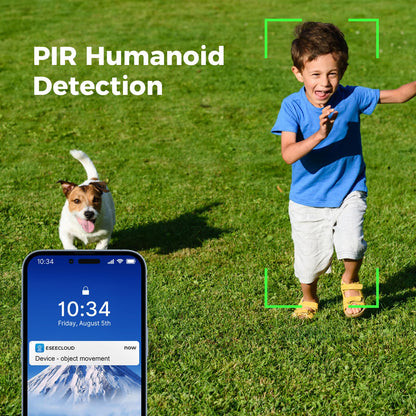 Hiseeu Solar Security Camera, 2PCS 4MP Wireless WiFi Camera Outdoor, PTZ 360° View, PIR Motion Detection, Color Night Vision, IP66, 2-Way Audio, 2.4G WiFi, No Monthly Fee
