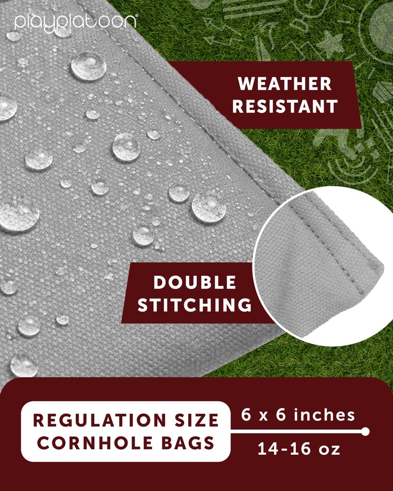 Premium Weather Resistant Duck Cloth Cornhole Bags - Set of 8 Bean Bags for Corn Hole Game - 4 Silver & 4 Black