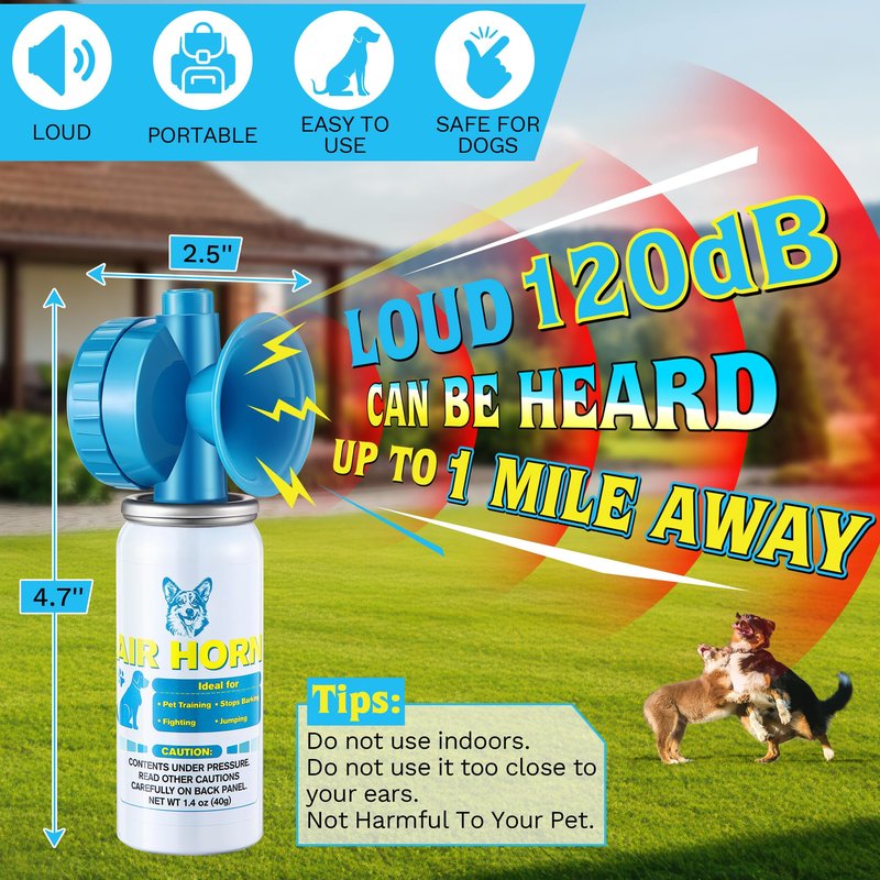 HappyAlley Air Horn, 1.4 oz 120 dB Loud Safety Alarm, Emergency Sound Device for Outdoor Hiking Camping & Sports Events, Portable Attention Getter & Personal Safety Tool, Blue(2 Pack)