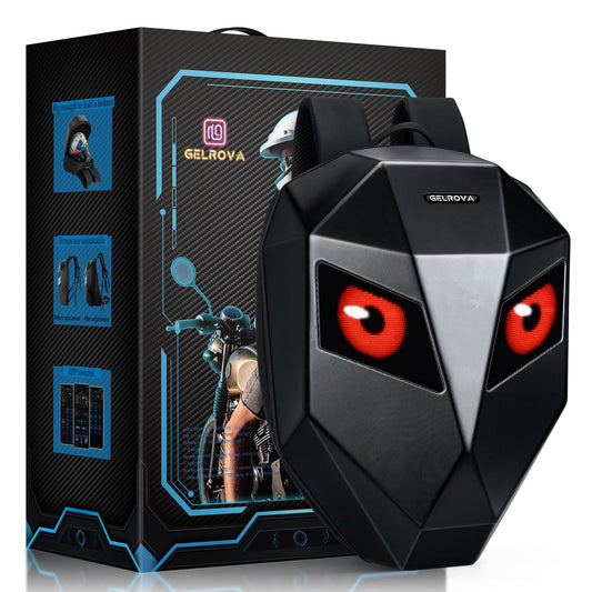 Gelrova Knight LED Motorcycle Backpack, Hard Case Riding Backpack DIY Motorbike Luggage Laptop Bag Waterproof, Large Size 19inch