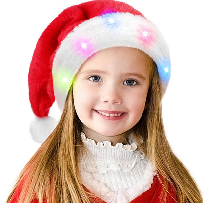 tgosomt Santa Hat, Light up Christmas Hats, Santa Hat with LED Lights for Adults & kids Christmas Gifts