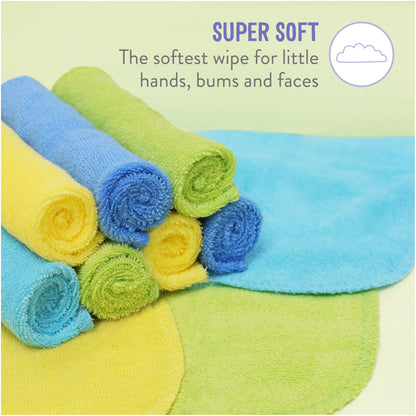 Bambino Mio, Reusable Baby Wipes - Everyday - Eco-Friendly, Chemical-Free, Double-Sided Washable Wipes, Pack of 10, Cloud