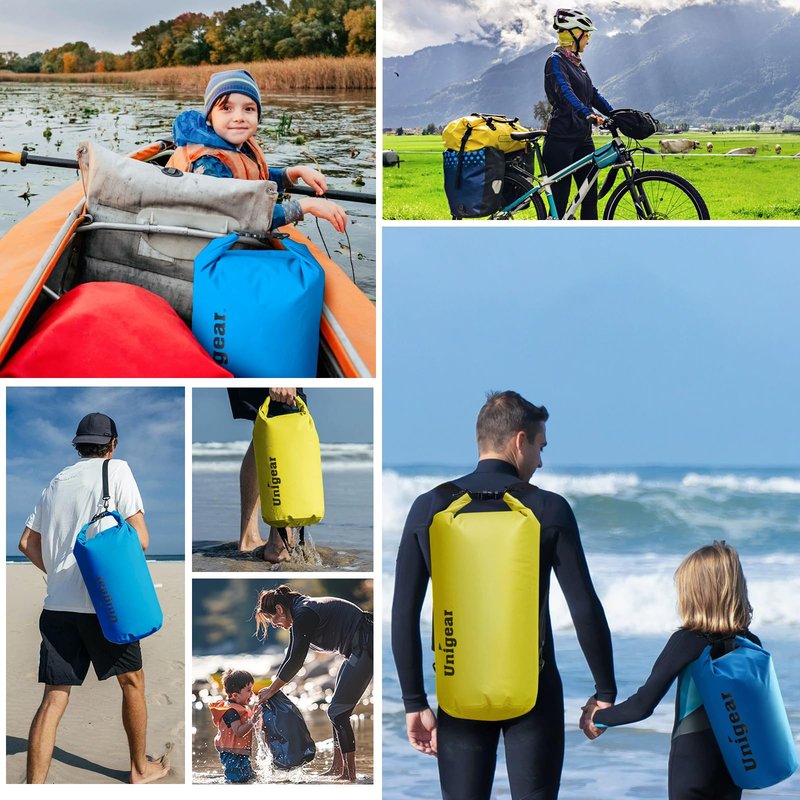 Unigear Dry Bag 2L/5L/10L/20L/30L/40L/55l Waterproof Dry Sack Roll Top with Phone Case and Long Adjustable Shoulder Strap for Boating/Kayaking/Fishing/Rafting/Swimming/Camping/Snowboarding