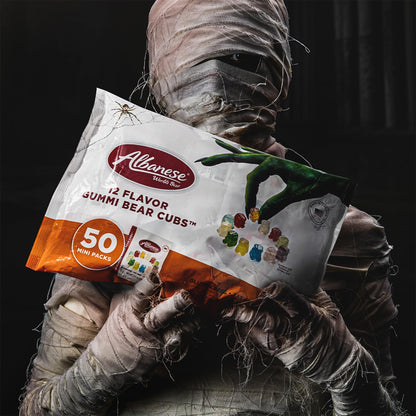 Albanese World's Best, Halloween 12 Flavor Gummi Bear Cubs®, 50-0.5oz Trick or Treat Bags of Halloween Candy