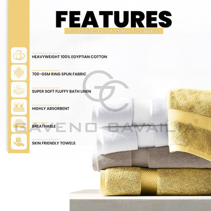 GC GAVENO CAVAILIA Egyptian Cotton Hand Towels Set of 4 - 700 GSM - Ochre - 50x85 cm