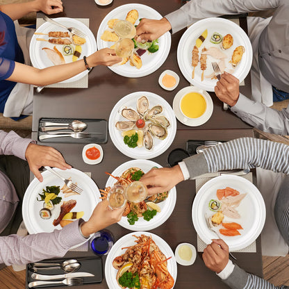 ECOLipak 6.85 Inch Compostable Dessert Paper Plates, 150 Pack Disposable Biodegradable Heavy Duty Eco-friendly Sugarcane Bagasse Halloween Plates for Party