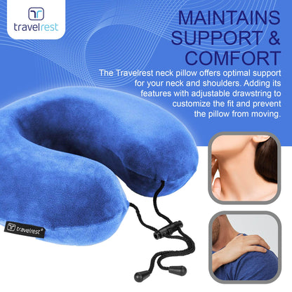 TRAVELREST Nest Neck Pillow Travel Essentials - Memory Foam Pillow and Patented Design, Support for Long Flights, Travel Accessories, Comfortable and Compact, Washable, Attaches to Luggage - Gray