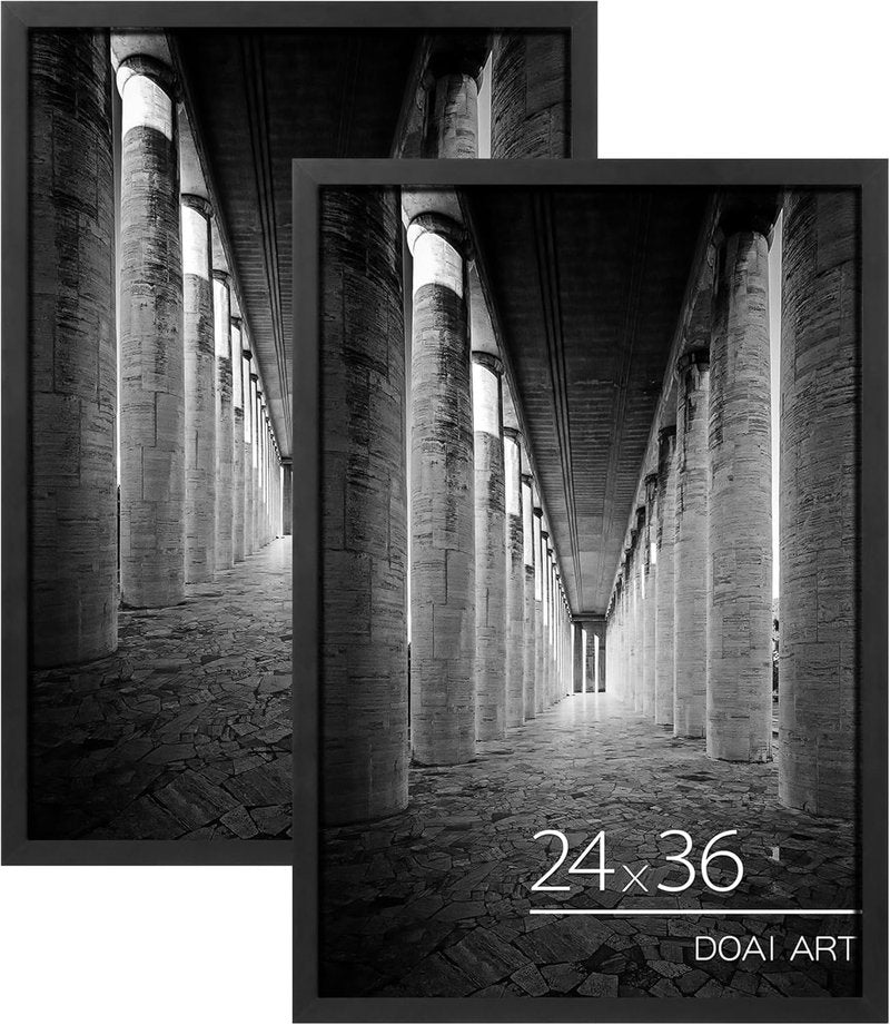 24x36 Poster Frames - Black 2 Pack with HD Plexiglass | Durable Scratch-Proof Design for Vertical or Horizontal Mounting