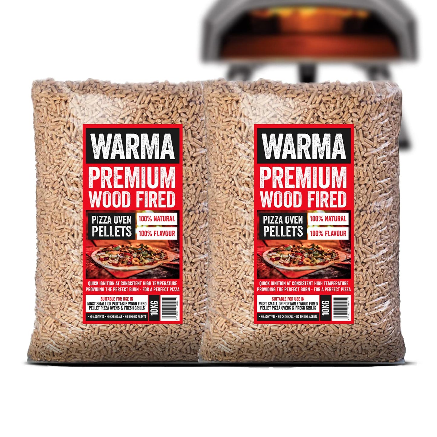 2 x 10kg Bags Eco Premium Pizza Oven Wood Pellets 100% Natural - Easy to Light - Suitable for Ooni Uuni Ninja Nero Dellonda Outdoor Garden Cooking Pellet Operated Stoves Wood Fired Grill Pizza Ovens