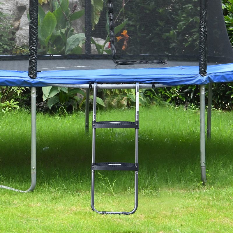 HBTower Trampoline Ladder with Horizontal and Wide Steps, Universal Hook, UV Treated Steel, 220 lbs Capacity Trampoline Accessories for Children Kids