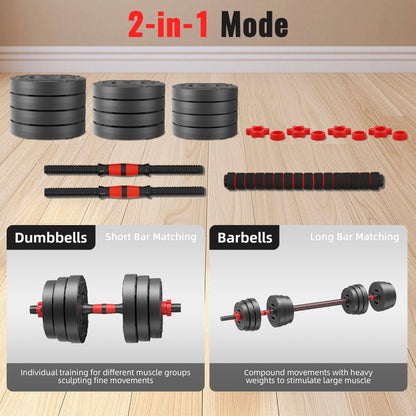 Fitvids Multi-Functional Portable Changeable Dumbbell and Barbell Kettlebell Set with Adjustable Weights, 40LBS or 60LBS Sets, 2-in-1 or 4-in1, Multiple Styles