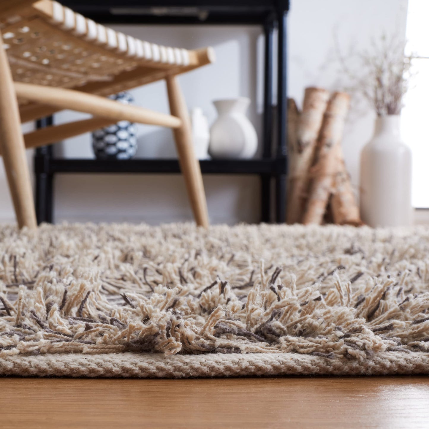 SAFAVIEH Natura Collection Area Rug - 5' x 8', Grey & Ivory, Flat Weave Cotton Design, Easy Care, Ideal for High Traffic Areas in Living Room, Bedroom (NAT929F)