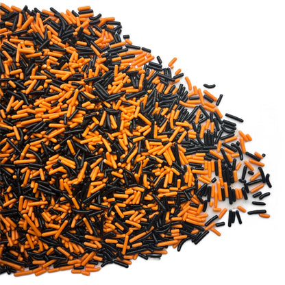 SE Si&Moos Black and Orange Sprinkles Edible Black and Orange Jimmies Soft Jimmy Sprinkles Halloween Cake Decorations Christmas Cookie Decorations for Cake Decorating,Ice Cream Toppings & Baking 2.75 OZ