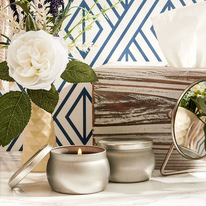 Bright Creations Candle Tins - 4 oz, 3 x 2 in, Silver, 24 Pack - Tin Cans with Lids & Tiny Containers for Wax Projects - DIY Candle Making Supplies