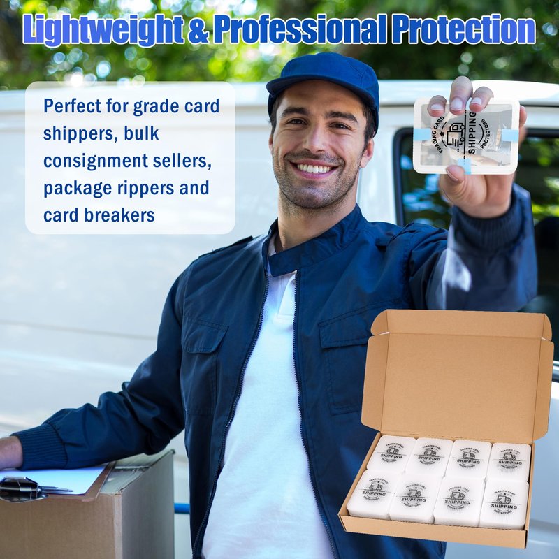200 Pack Trading Card Shipping Protectors with Tape Rolls, AHIER 3.5'' x 4.5'' Plastic Cardboard Inserts for Bubble Mailers, Translucent Semi Rigid Precut Card Savers for Mailing Shipping Supplies