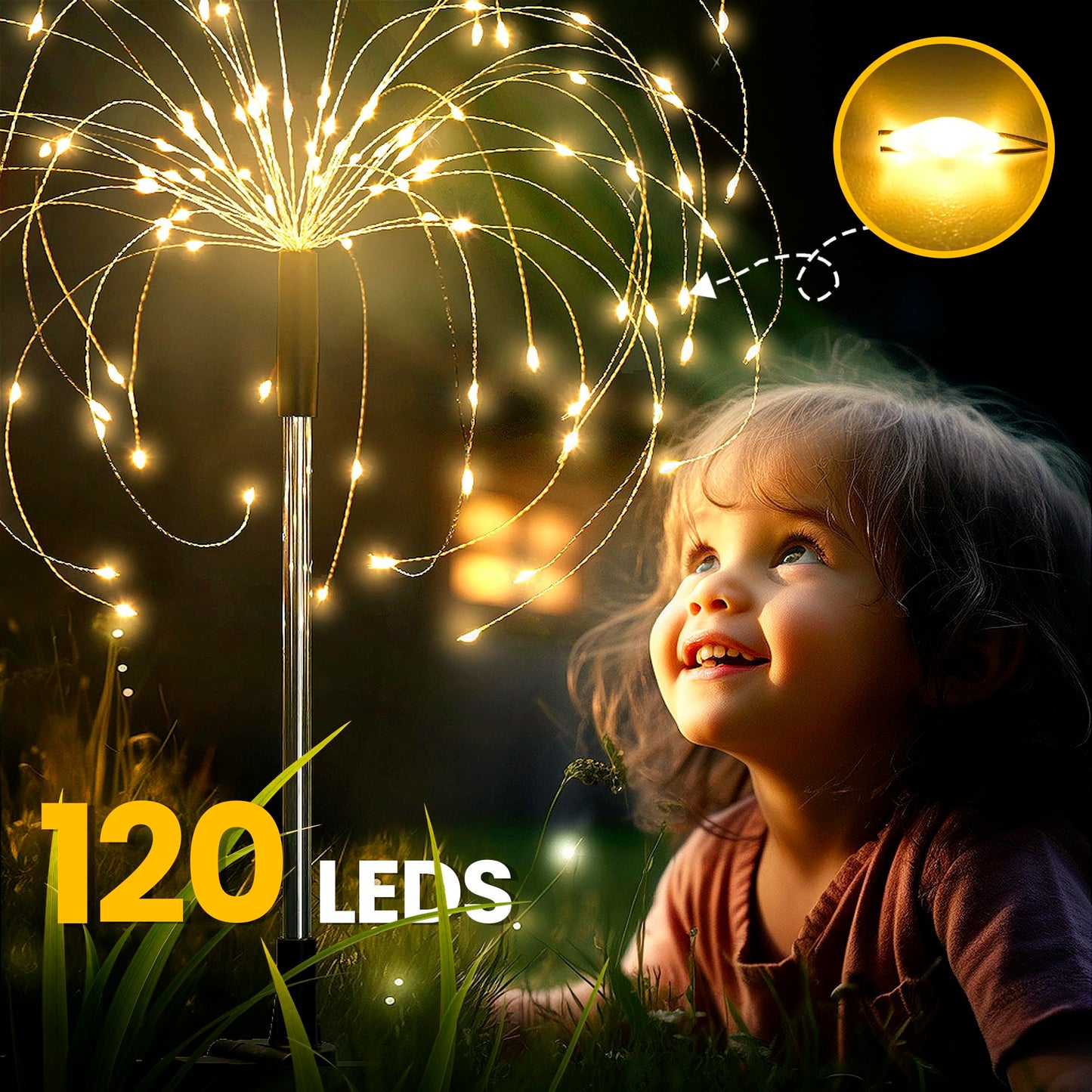 GIGALUMI Garden Outdoor Decor Lights 120LED 2Pack, Solar Garden Lights for Yard Outside Fairy Decorative,Solar Powered for Yard Pathway Flowerbed Planter Balcony Patio Decor Christmas（Warm White）