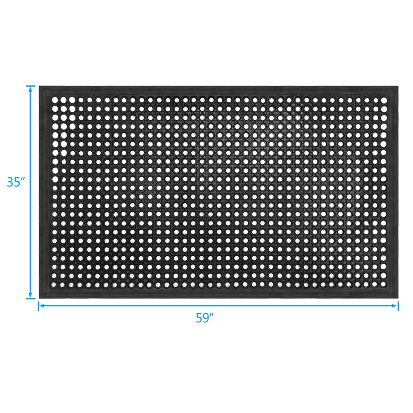 Lovinland Large Rubber Doormat for Outside - 60 x 35 Heavy Duty Outdoor Drainage Mat with Holes - Anti Slip Floor Mat for Commercial Kitchen, Pool, Restaurant, Garage, Bar, Entrance, Wet Area, Garden
