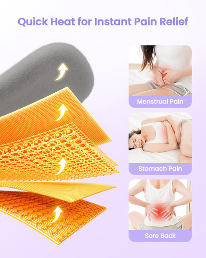 Heating Pad for Period Cramps, Fast Heating with 6 Heat Levels and 6 Massage Modes, Portable Menstrual Heating Pad, Belly Period Massager for Women and Girls, Pink