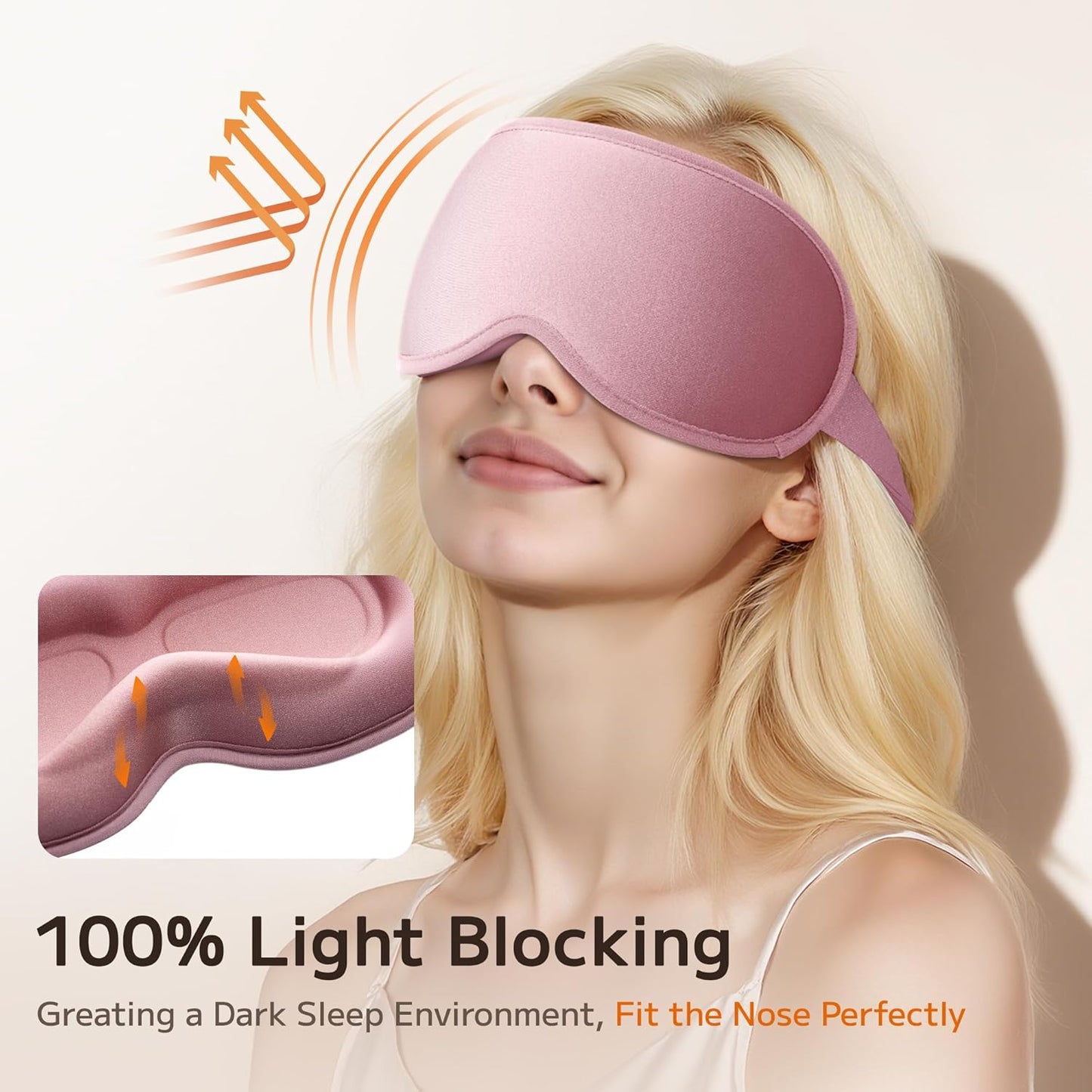 Perfect Weighted Sleep Mask for Falling Asleep Faster - 100% Blackout Eye Masks for Sleep - Zero Eye Pressure 3D Sleep Masks for Women Men, Airplane Travel Essentials, Memory Foam, Black Pink