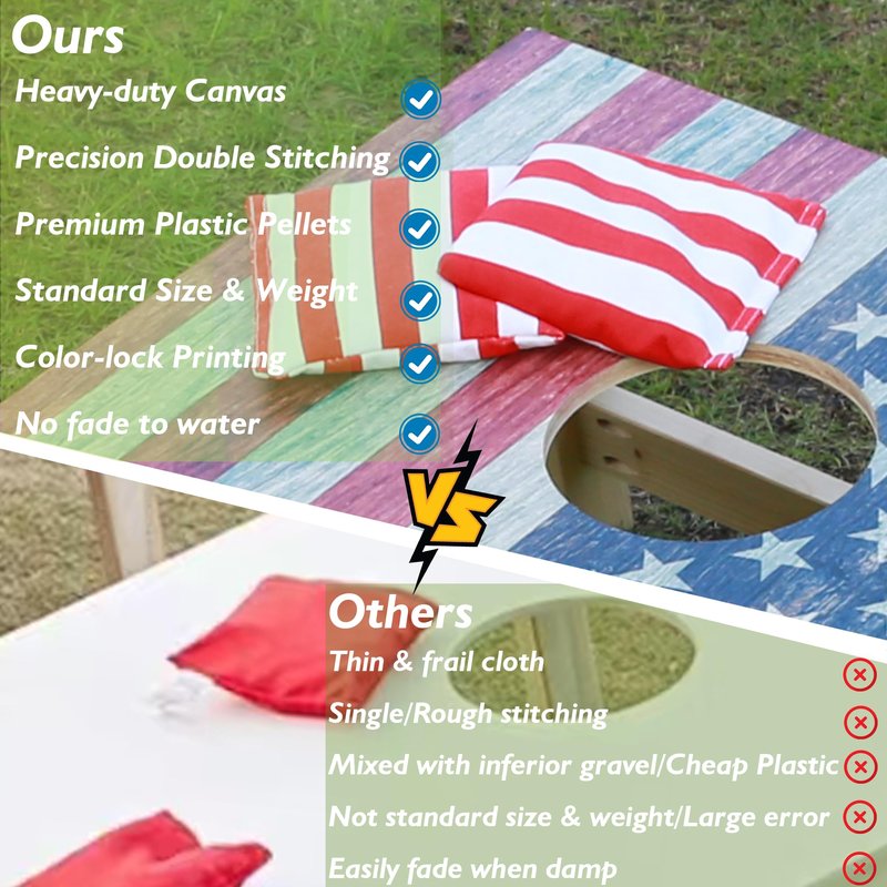 Tailgating Gmall Cornhole Bags Set of 8 Regulation Professional Corn Hole Bean Bags Weather Resistant for Tossing Adults Yard Game (8, Black&White)