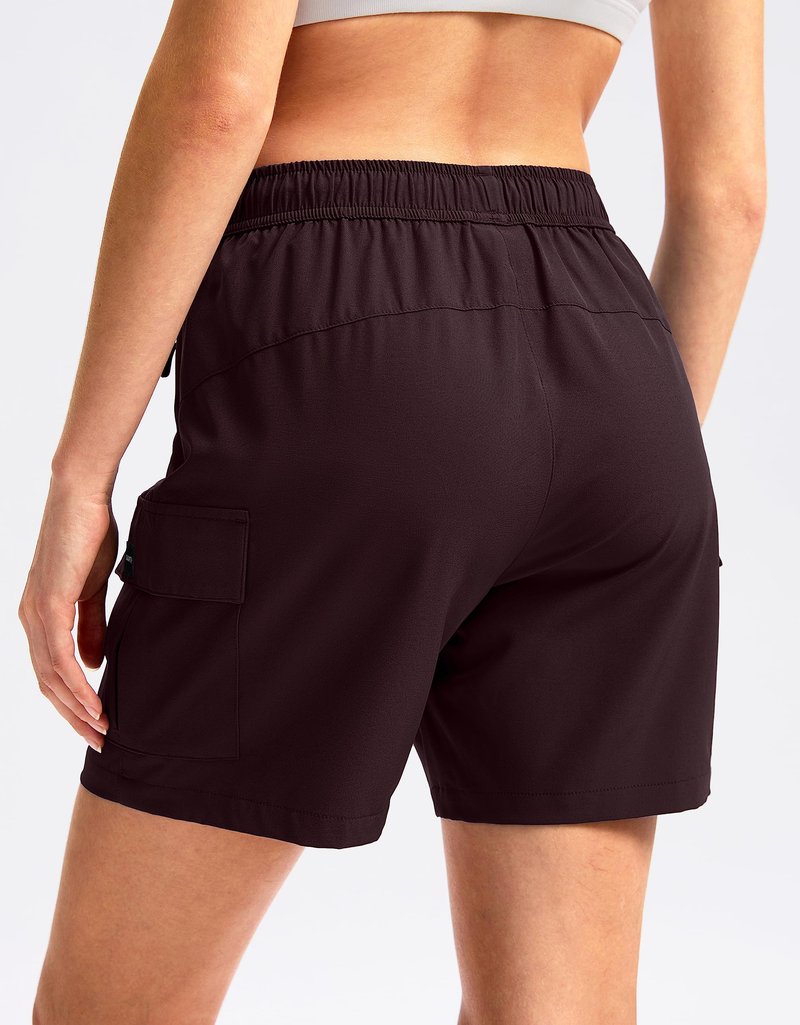 SANTINY Women's 5''/ 7''/9'' Hiking Cargo Shorts Quick Dry Lightweight Summer Shorts for Women Athletic Golf Zipper Pockets(Wine_M)