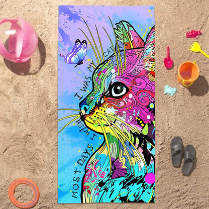 Bonsai Tree Cat Gifts Beach Towel for Women Girls, Cute Microfiber Bath Towel Gifts, Funny Sand Free Quick Dry Travel Towels for Women Kids Yoga Sports 30" X 60