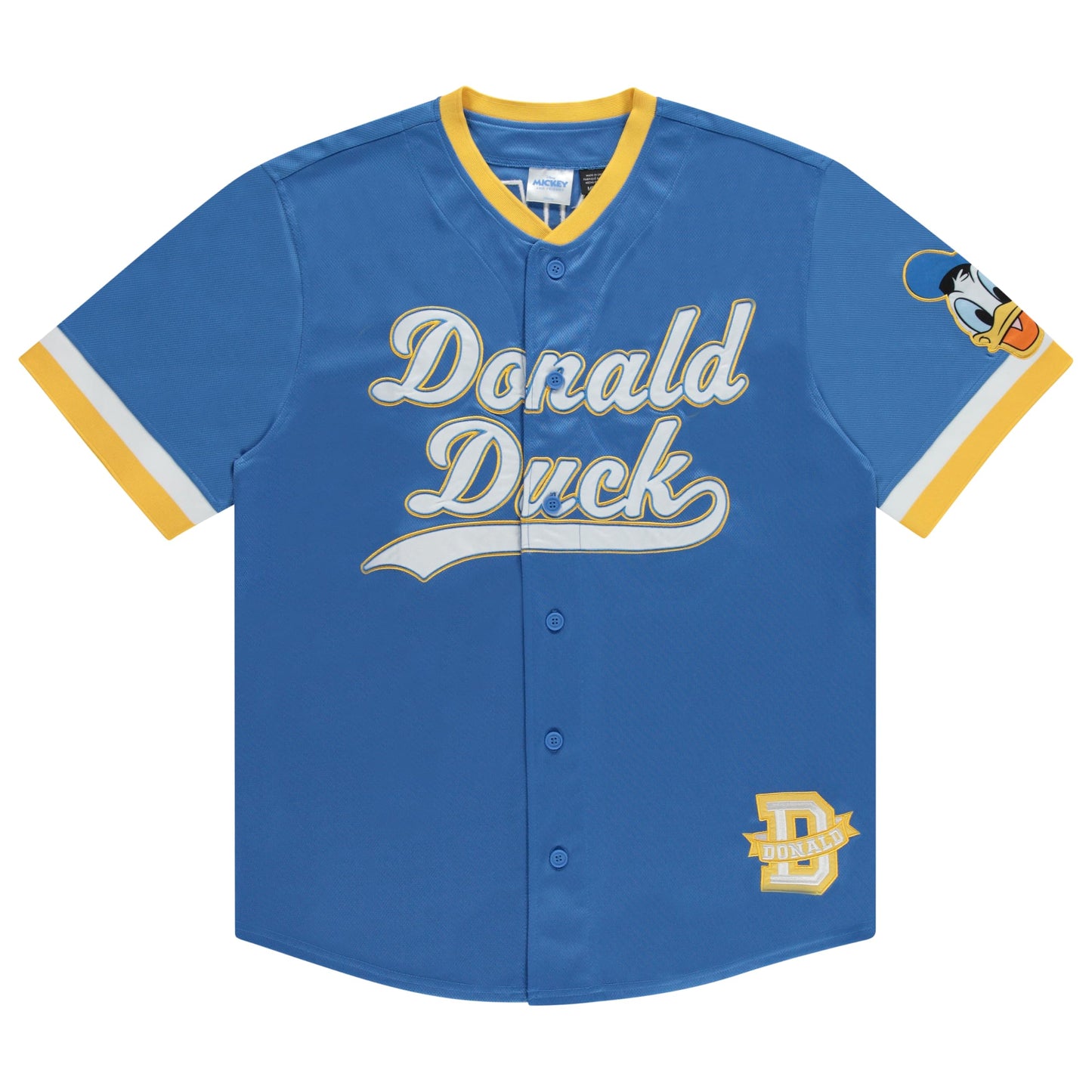 Disney Donald Duck Men's Baseball Jersey - Mens Classic Donald Duck Mesh Button Down Baseball Jersey Donald Duck Fashion Shirt (Blue, X-Large)