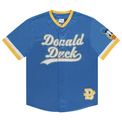 Disney Donald Duck Men's Baseball Jersey - Mens Classic Donald Duck Mesh Button Down Baseball Jersey Donald Duck Fashion Shirt (Blue, X-Large)