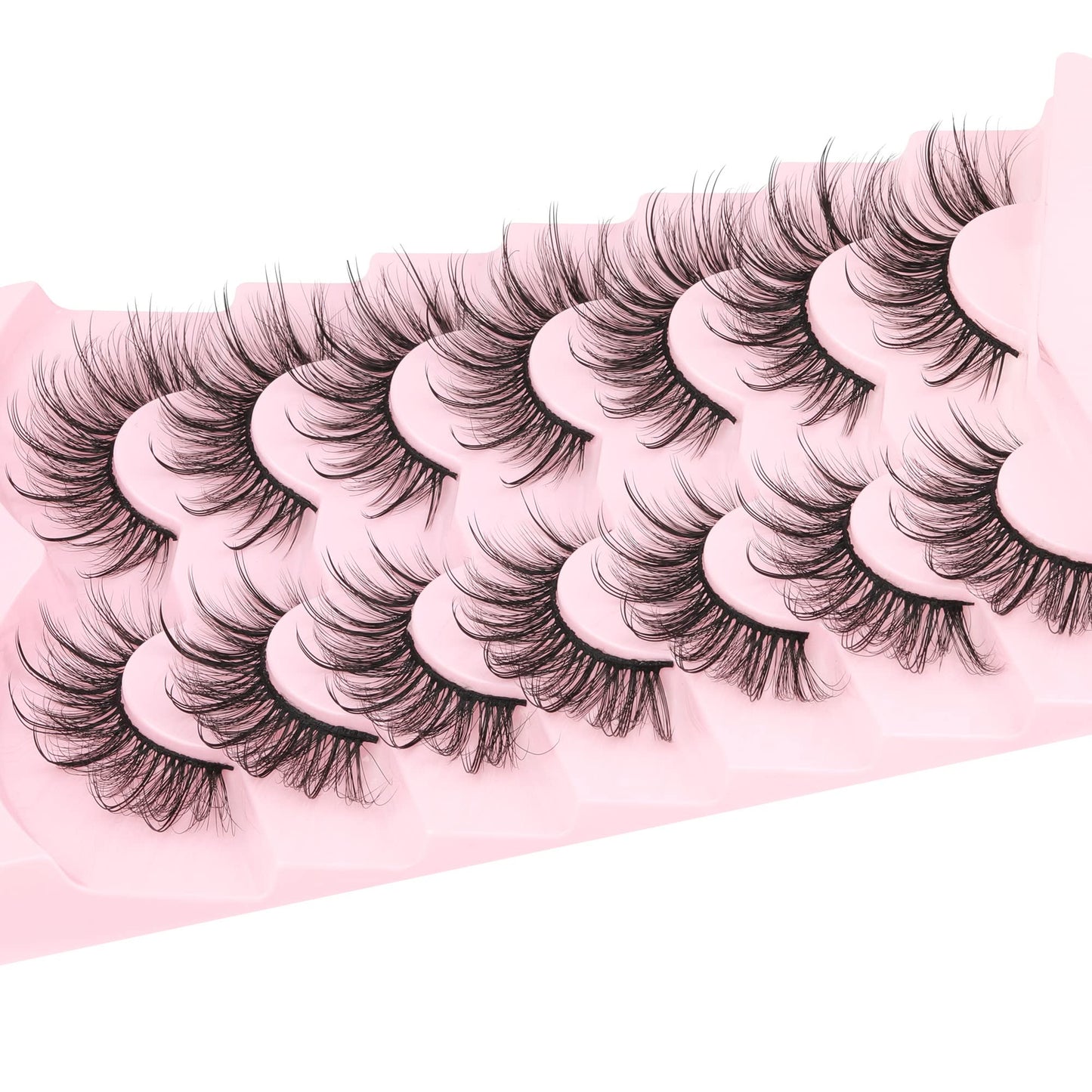 Geeneiya Lashes Wispy Mink Natural Eyelashes Spikes Lash Extensions Look Fluffy False Eyelashes 18mm Long Strip Lashes Cat Eye Eyelashes Fairy Look 7 Pairs Multipack
