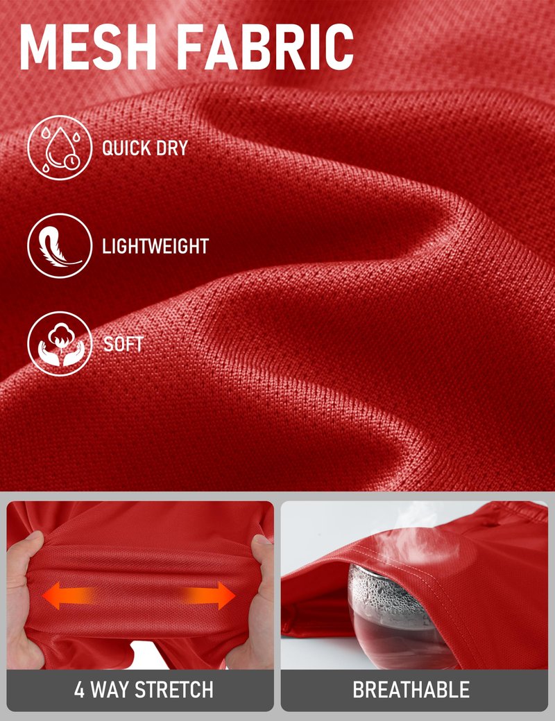 MAGCOMSEN Men's 5" Athletic Gym Shorts Mesh Lightweight Stretch Workout Running Basketball Shorts with Pockets Red L