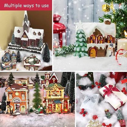 Christmas Fake Snow Decor, Fiber Artificial Snow Cotton Snow Fluffy Indoor Decoration, Flame Resistant Snow Blankets for Winter Mantle Village, Nativity, Christmas Decoration