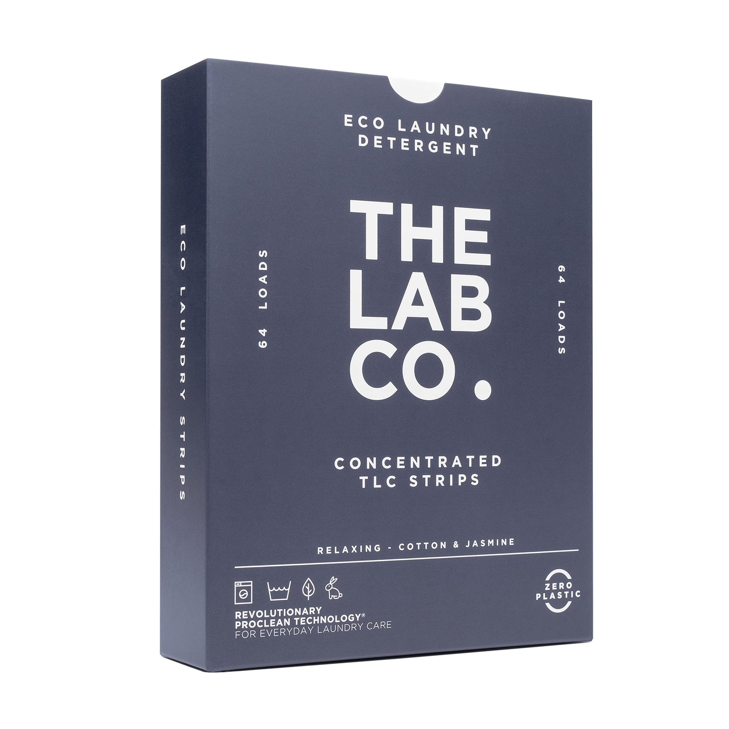The Lab Co. Laundry Detergent Strips Sheets | 64 Loads | Eco Ultra-Concentrated | Non-Bio for Sensitive Skin | Relaxing Fragrance Cotton Lavender Jasmine