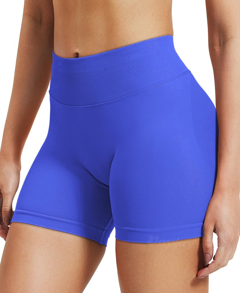 VOYJOY Women Workout Impact Shorts 2.5"/ 3.6"/ 4.5"/ 6" Scrunch Butt Lifting Gym Seamless Booty Biker Shorts Electric Blue
