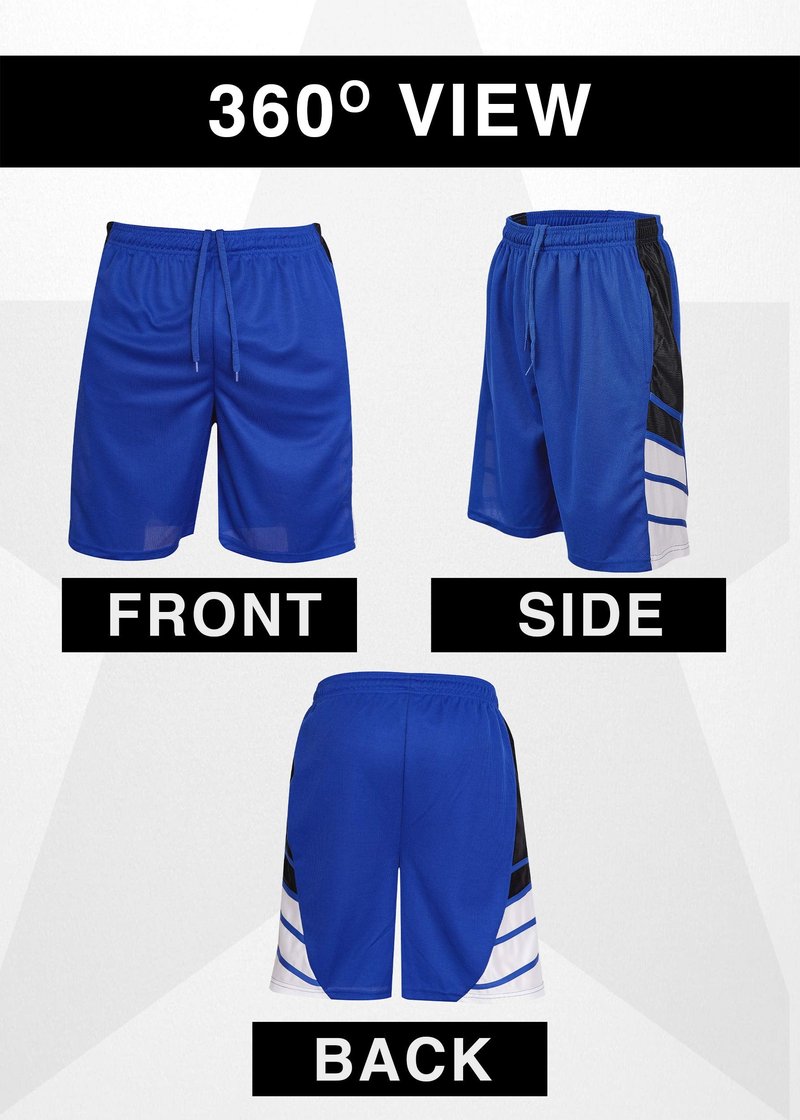 Starting 5 Mens Basketball Shorts with Pockets, Active Athletic Performance Gym Workout Shorts for Men Workout Shorts, 4 Pack (as1, Alpha, l, Regular, Regular, Red/Black/Charcoal/Royal)