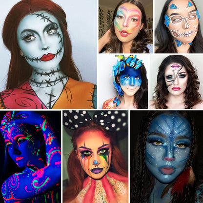 CCbeauty 36 Colors Face Body Paint,Professional Large Face Painting Kit,Neon Face Painting Palette,Oil-Based Non-Toxic Special Effect SFX Makeup Kit,Halloween Costume Cosplay For Adult With 10 Brushes