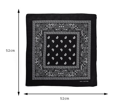 Black Paisley Bandana Head Scarf Headbands Handkerchief Cowboy Cotton Bib Party Face Covering Headwear For Motorcycling Mens Womens Unisex