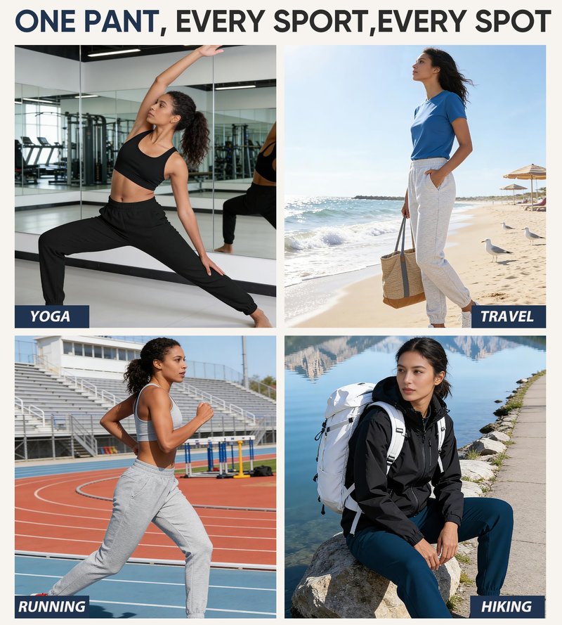 MERIDIANA Sweatpants Women Joggers Scuba-Inspired 4-Way Stretch Air Layer Lightweight High Waisted Tummy Control Yoga Athletic Pants