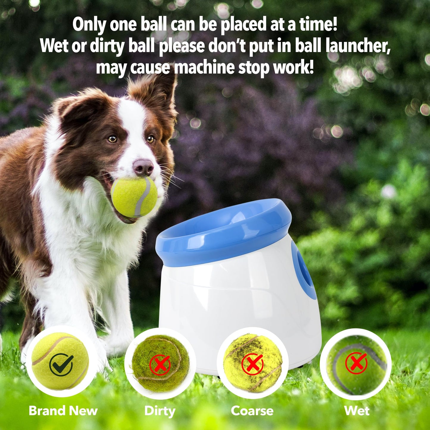 Pet Prime Automatic Dog Ball Launcher, Dog Ball Thrower with 10-30 Ft Launch Distance, Interactive Puppy Pet Fetch Toy, Mini Ball Throwing Machine for Small and Medium Dogs, With 3 PCS 2" Tennis Balls