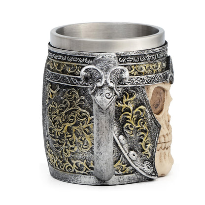 CHICVITA Viking Stainless Steel Skull Coffee Mug Viking Skull Beer Mugs Gift for Men Father's Day Gifts