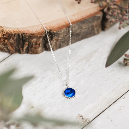 Bottled Up Designs Handmade Vintage Necklace, Recycled 1960's Glass, Sterling Silver, Eco Friendly, Made in USA, Birthday Gifts, Mothers Day, Women, Anniversary (Cobalt Skin Cream Jar)