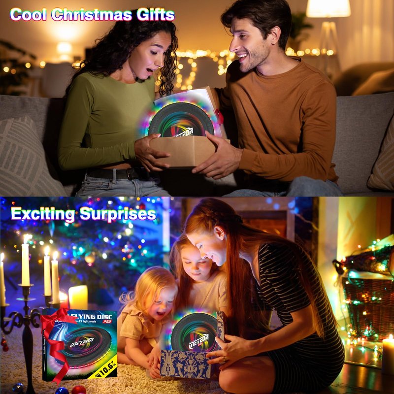 Light up Flying Disc-16 Millions Colors, 48 LEDs & 13 Light Modes, LED Flying Disc for Adults, Kids & Teens, Glow in the Dark Flying Ring, Party Toy Christmas Birthday Gift, Age 6+ (black, 9in)