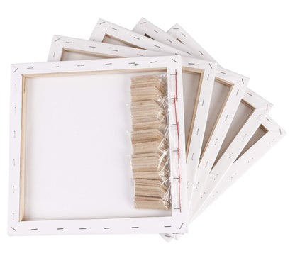 Exerz 30x30cm Framed Canvas 5pk - 1.7cm Pre-Stretched Canvas Artist Blank Square/ 280GSM 100% Cotton/Triple Primed/Acid Free/Medium Grain/Professional Acrylic Paint, Oil Paint