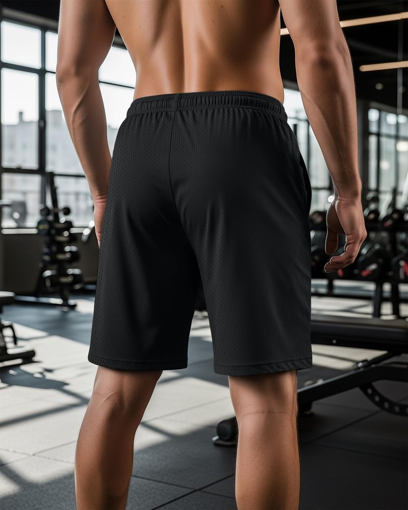 NY Threads 3 Pack Men's Athletic Shorts Quick Dry Lightweight Workout Running Gym Shorts with Pockets, Large, Black/Black/Dark Grey
