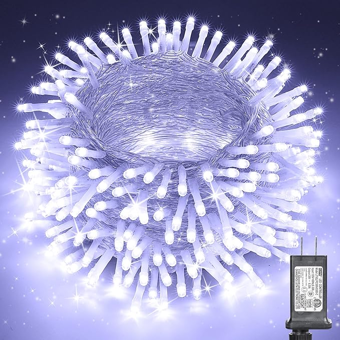 Christmas Lights Cool White, 75 Ft 200 LED Christmas String Lights Connectable, 8 Modes, Timer, Waterproof Fairy Twinkle Lights for Christmas Party, Garden, Patio, Home, Holiday, Xmas Tree Decorations