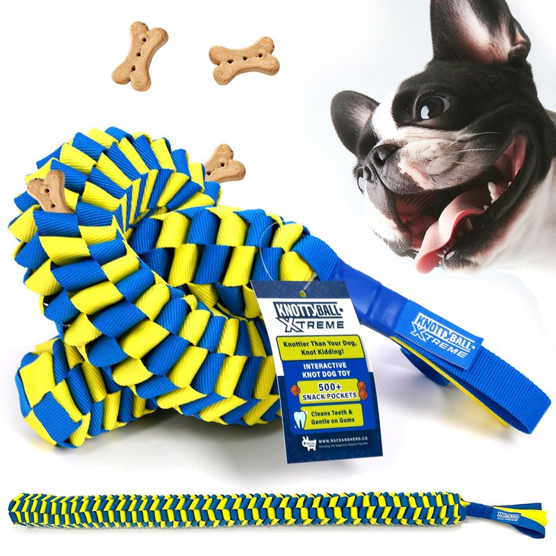 Race&Herd KnottyBall Xtreme Snuffle Ball for Dogs - Interactive Dog Puzzle Toy for Smart Dogs, Treat Puzzle Toys for Dogs Enrichment, Dog Snuffle Toy Ball Treat Dispensing Smart Dog Toys