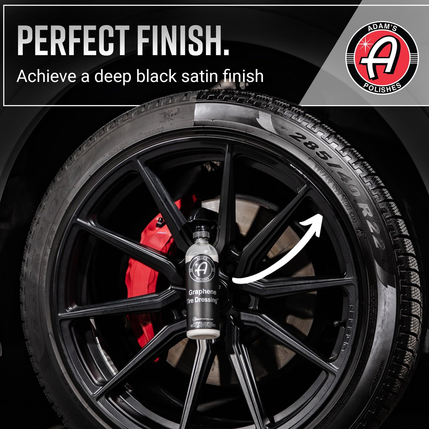 Adam's Polishes Graphene Tire Dressing - Deep Black Finish W/Graphene Non Greasy Car Detailing | Use W/Tire Applicator After Tire Cleaner & Wheel Cleaner | Ceramic Coating Like Tire Protection (16oz)