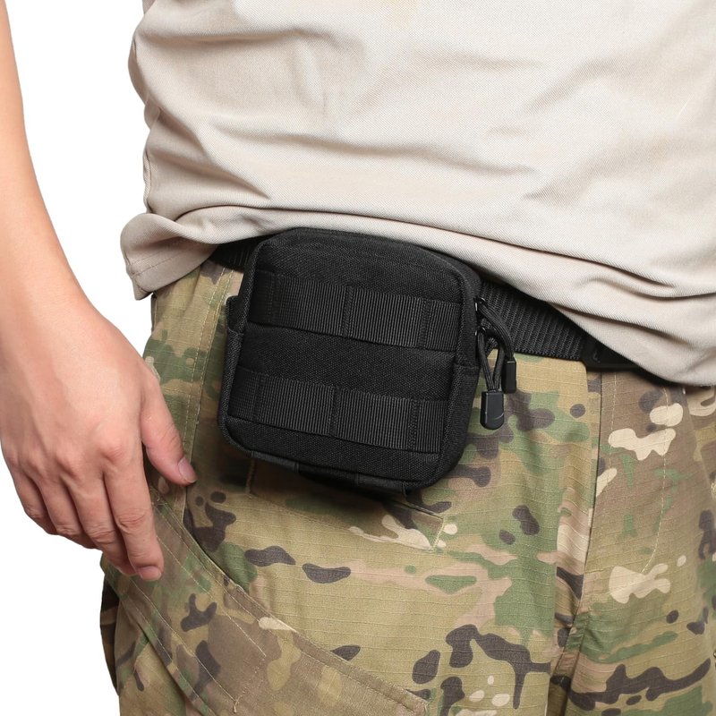 Mini Tactical Molle Compact Ammo Pouch - 2 Pack Small Utility EDC Tool Waist Belt Pouches